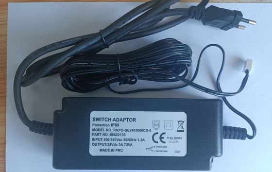 24Vdc 3a 72Watt IP68 방수 led 변압기 전자 수도꼭지, AC 100-240Vac, CE UL 표시